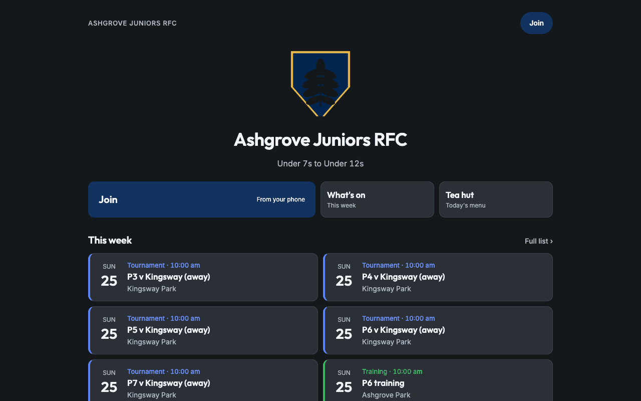 Ashgrove's website in Under the lights, on a computer