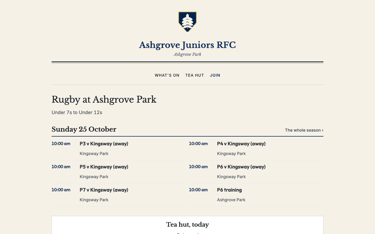 Ashgrove's website in Classic, on a computer