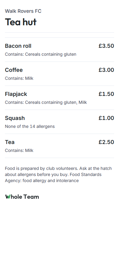 The public menu card