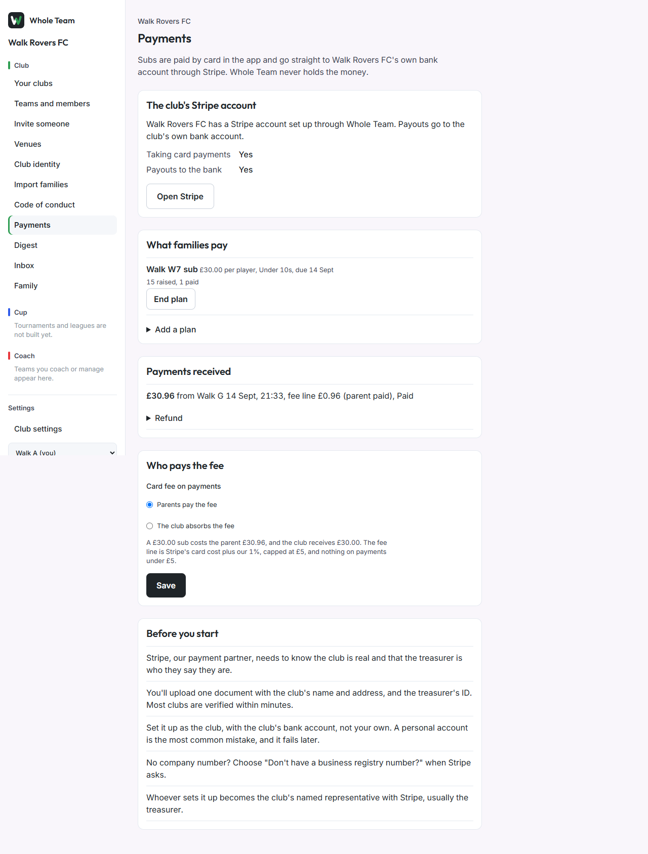 Payments received