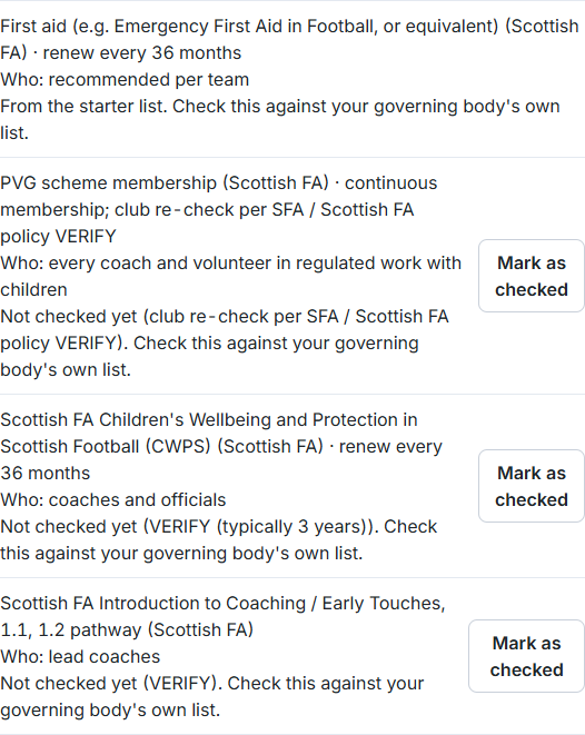 Requirements from the starter list, 1 checked and 3 not checked yet