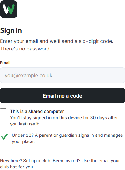Signing in with a code