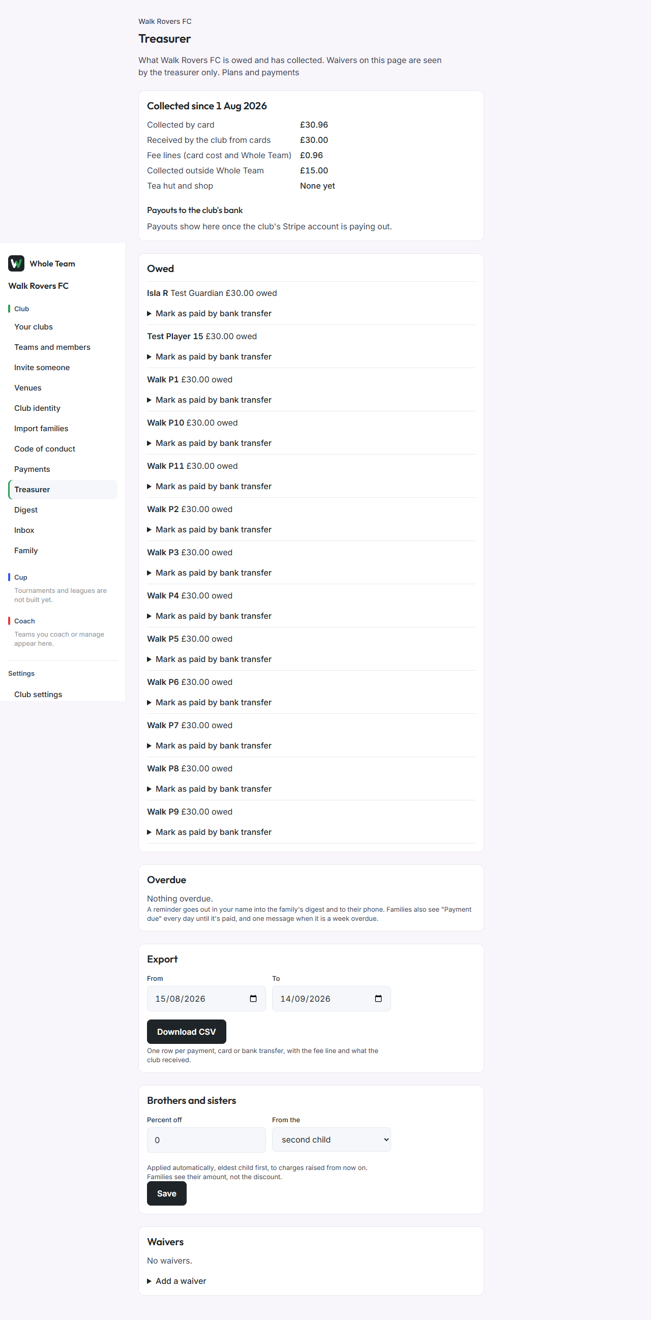 The treasurer's page