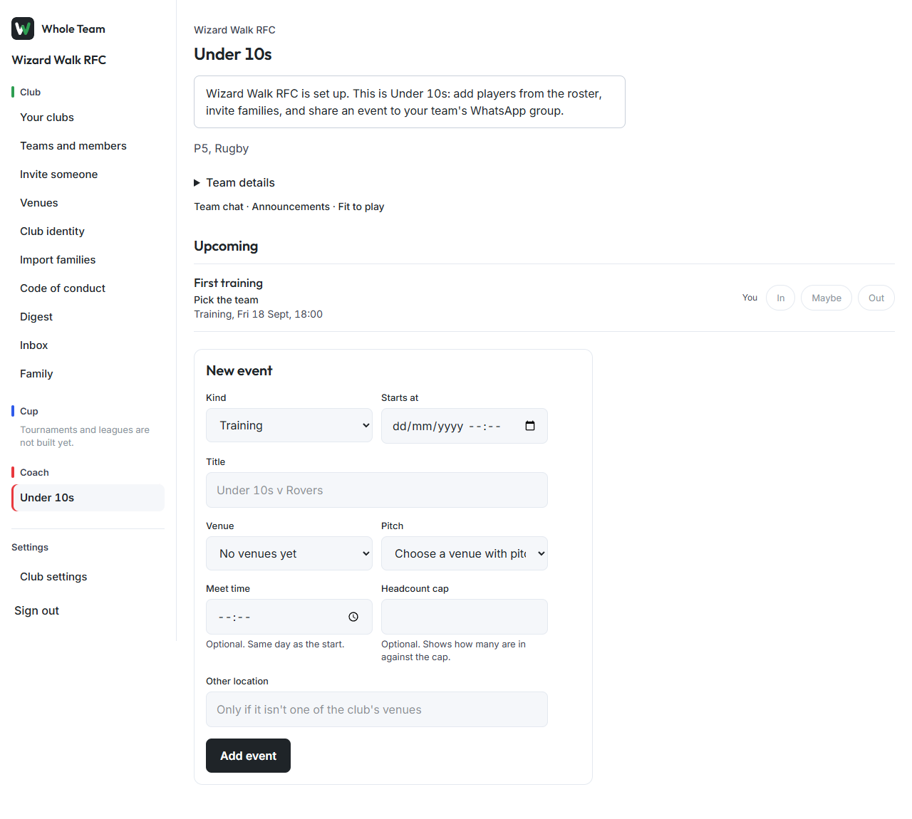 Finished: the team page